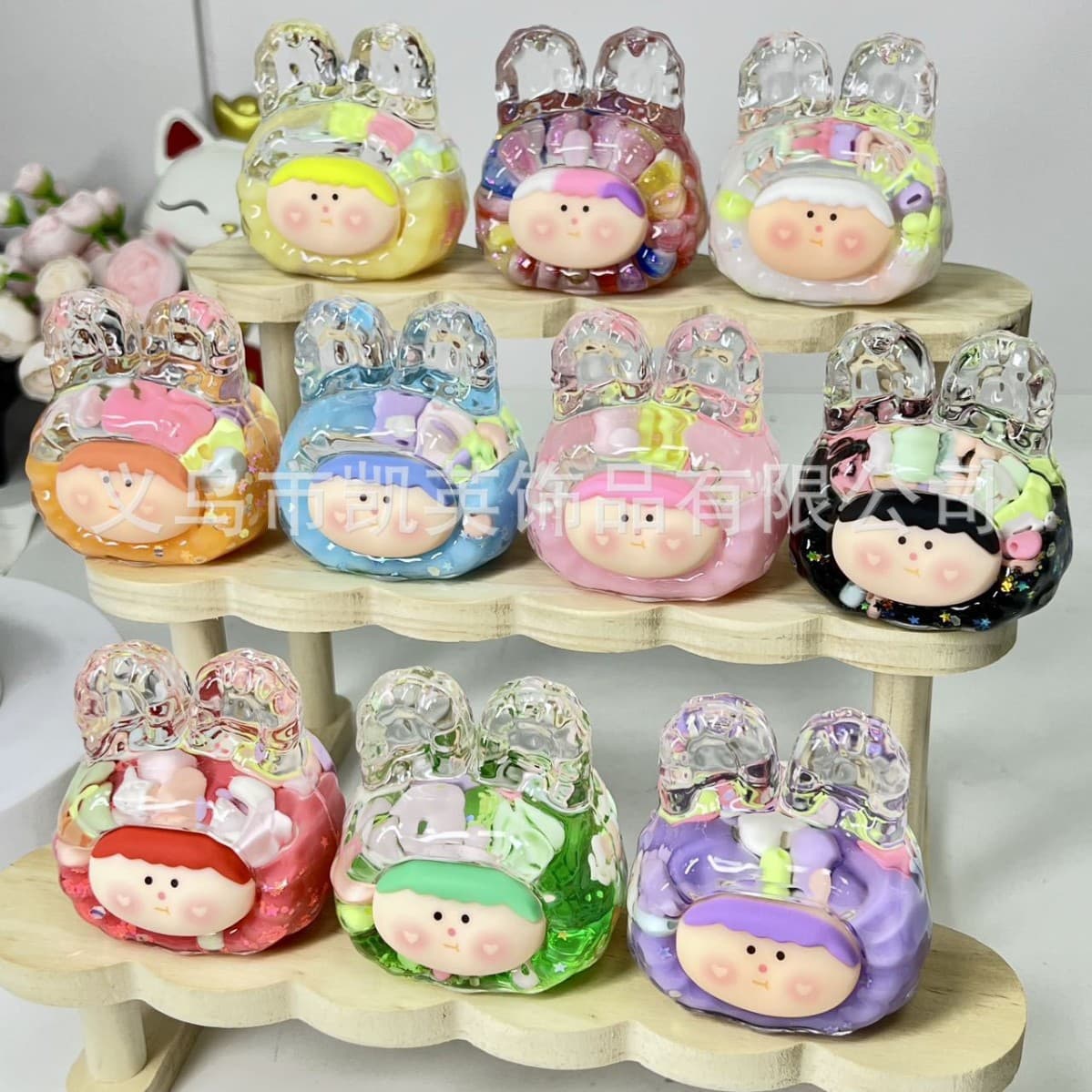 TikTok viral macaron rabbit head Lilith blind bag/box Li Si figurine with oil-filled quicksand effect, small gift.