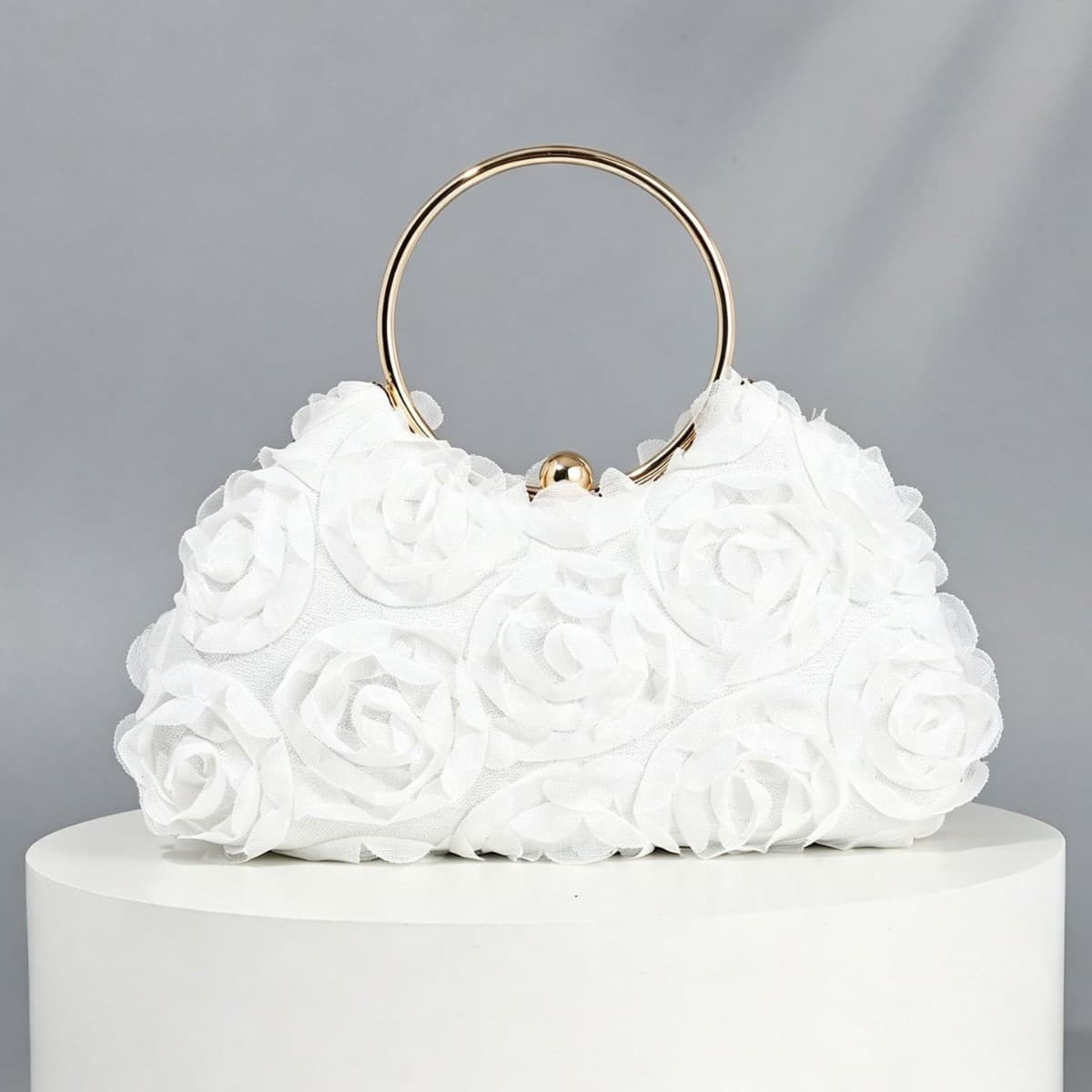 Cross-Border Hot Selling Flower Evening Bag Bridal Wedding Bag White Dress Bag Fashion Party Bag Handbag Chain Bag