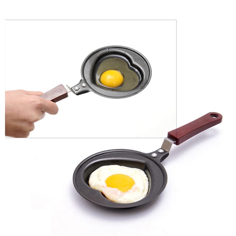 DIY Mini Heart-shaped Frying Pan Creative Breakfast Egg Pan 12cm 14cm Cartoon Design Long Handle Non-stick