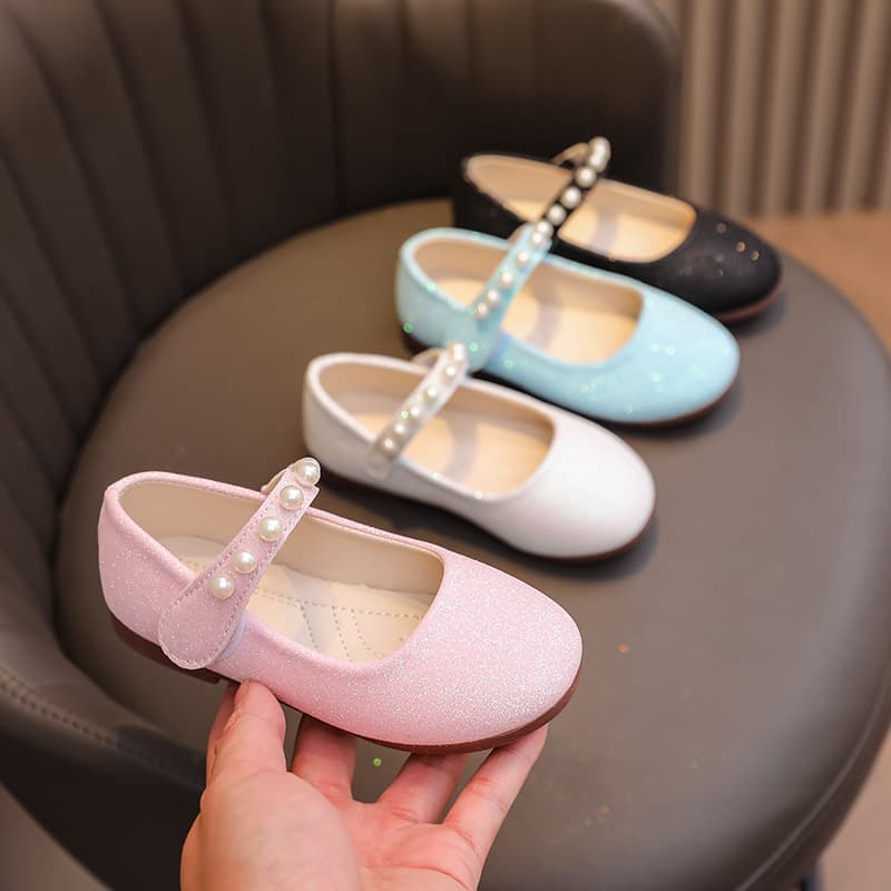 Children's Performance Shoes Sparkling Princess Shoes Baby Shoes Anti-slip Wear-resistant Low-cut Rubber Sole PU Leather