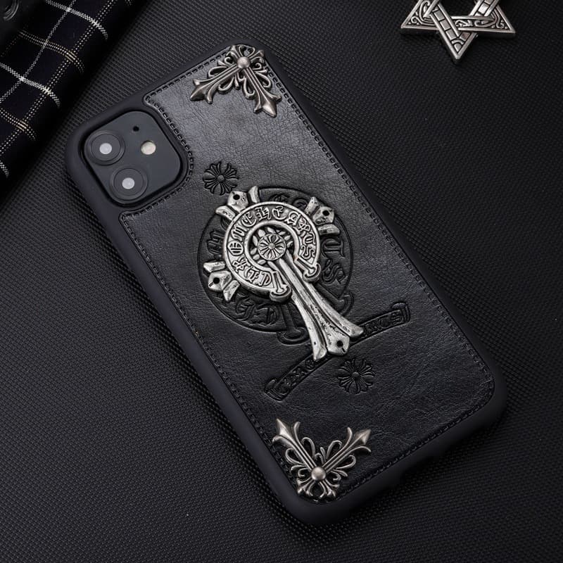 Trendy Cross Star Compatible Apple 16 Pro Max Phone Case iPhone 13 Pro Leather Full Coverage Silicone Drop Protection