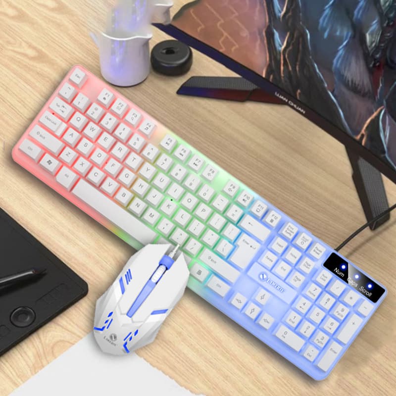 Limei GTX350 Glowing Keyboard Mouse Set Floating Keyboard Mechanical Feel Esports Gaming Keyboard Mouse Set