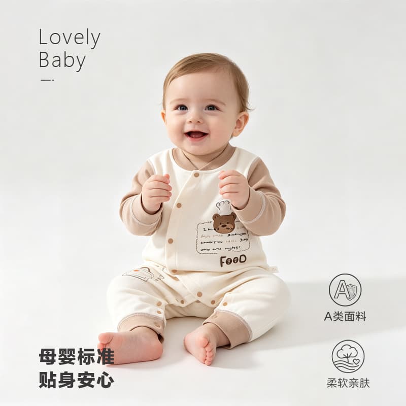 Baby jumpsuit type a pure cotton newborn cotton wool boneless clothes spring and autumn baby jumpsuit Anyang infant and children's clothing