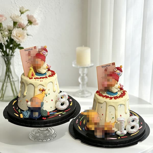 Trendy Cartoon Starry Sky Man Candle Cake Decoration Ornament Cute Bubble Blowing Man Ornament White Number Candle