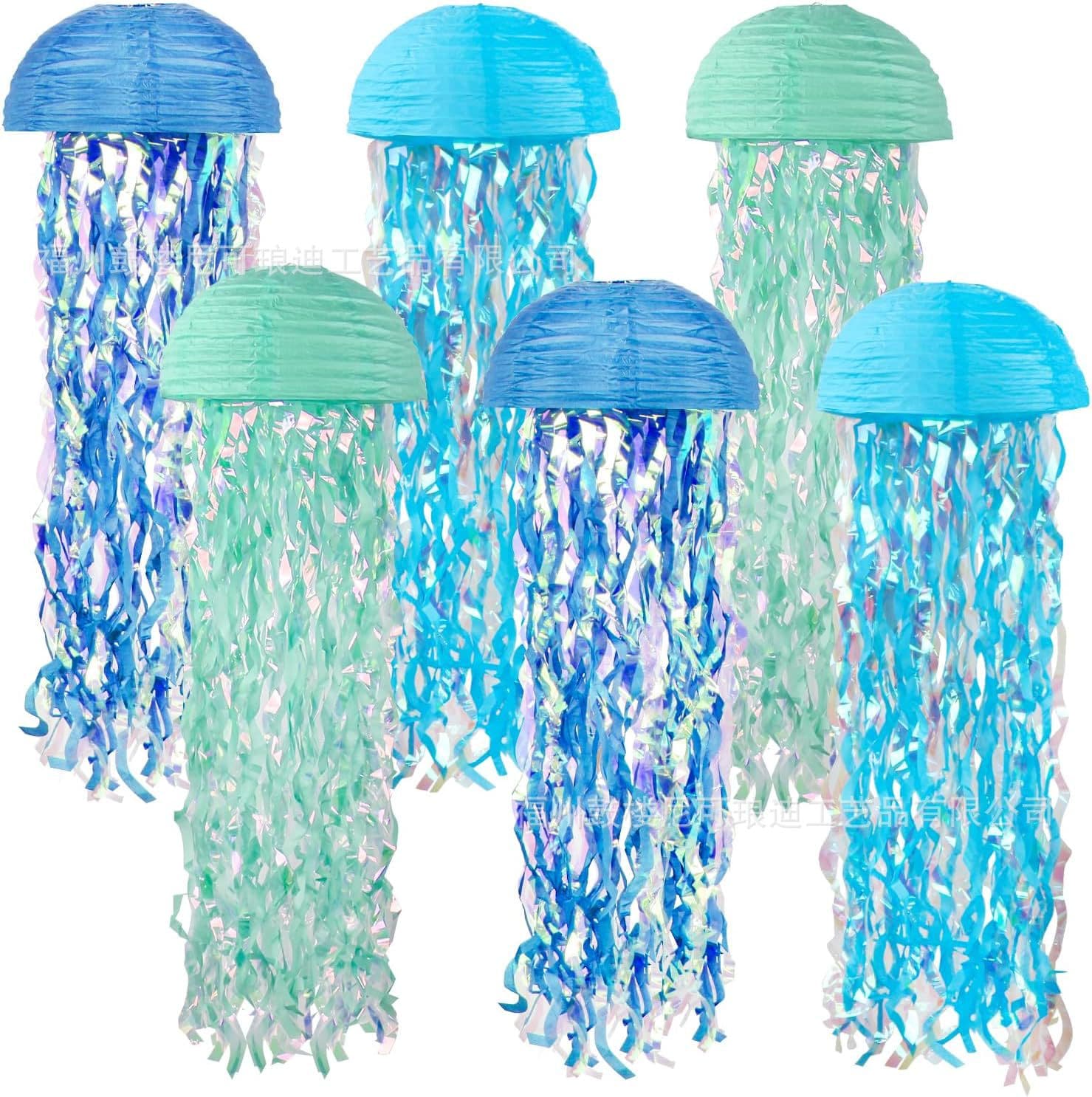 Mermaid Jellyfish Paper Lantern Decoration for Children's Birthday Ocean Theme Party Hanging Paper Lantern Decor