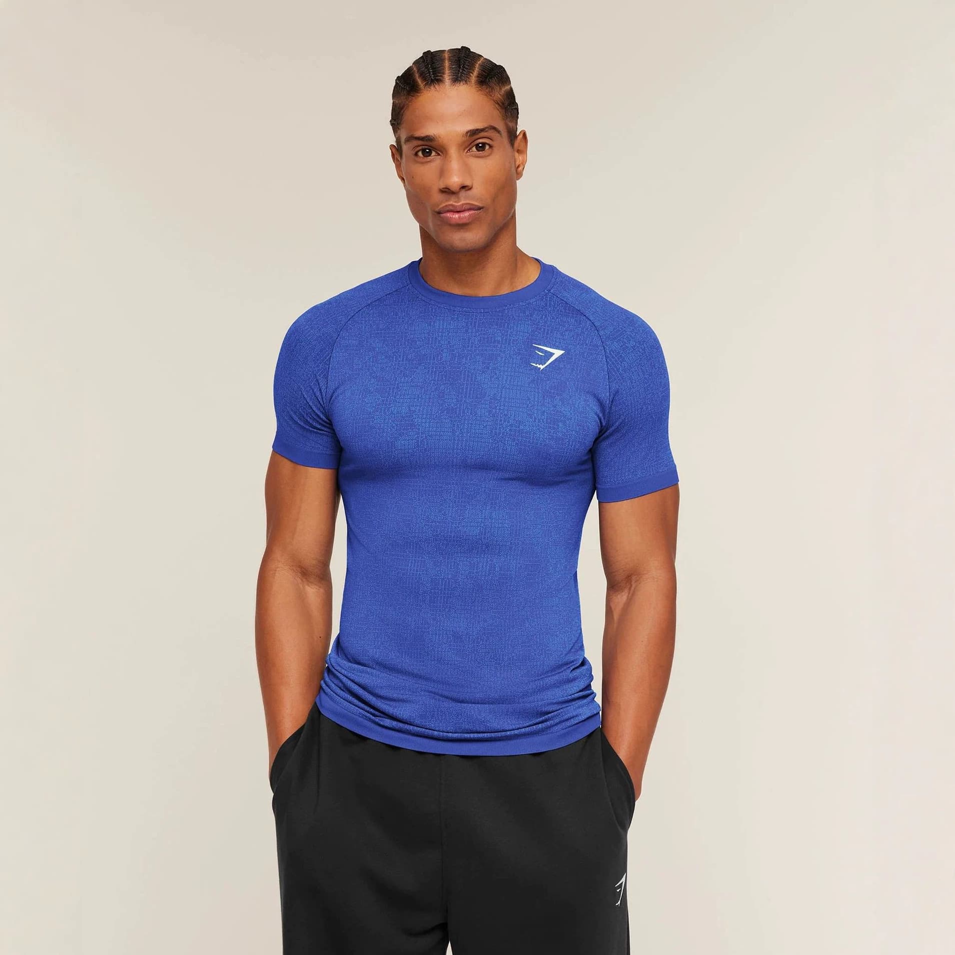 GYMSHARK new muscle shark fashion brand sports fitness milk silk camouflage printed short-sleeved tight T-shirt top