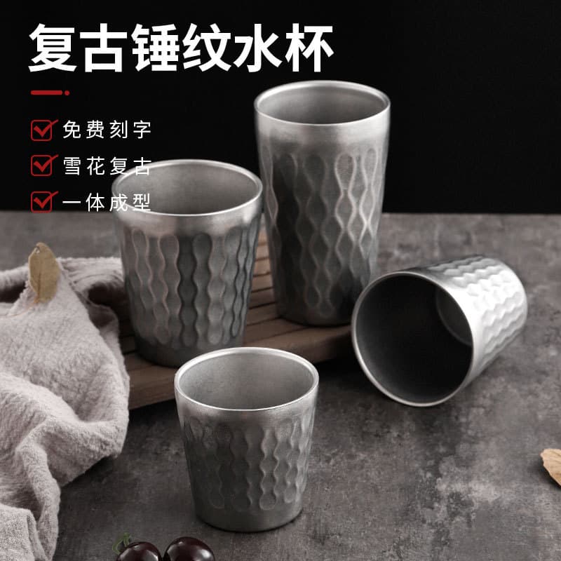 Retro stainless steel double-walled cup, industrial style juice cup, Korean distressed cold drink cup, insulated portable water cup, and more.