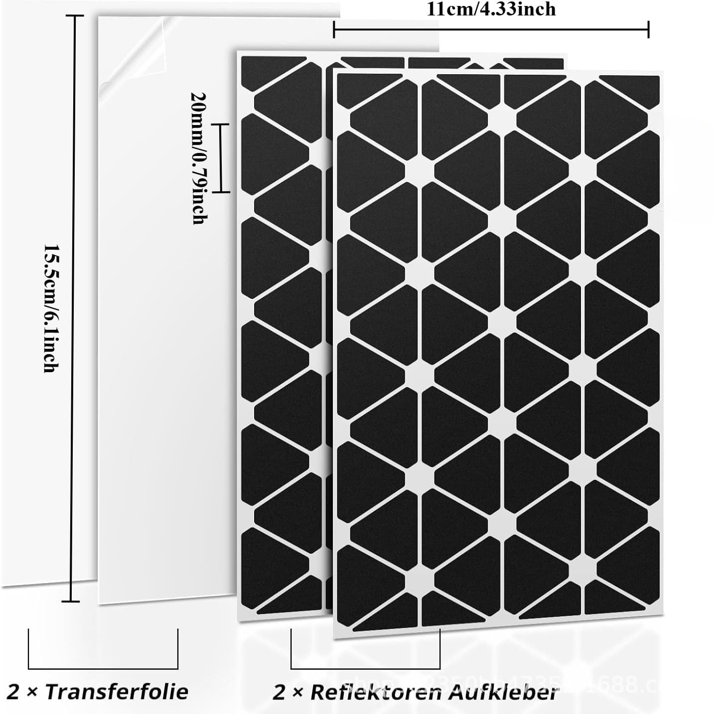 Black Reflective Stickers for Bicycle Helmets, Scooters, and Motorcycles - Self-Adhesive Night Warning