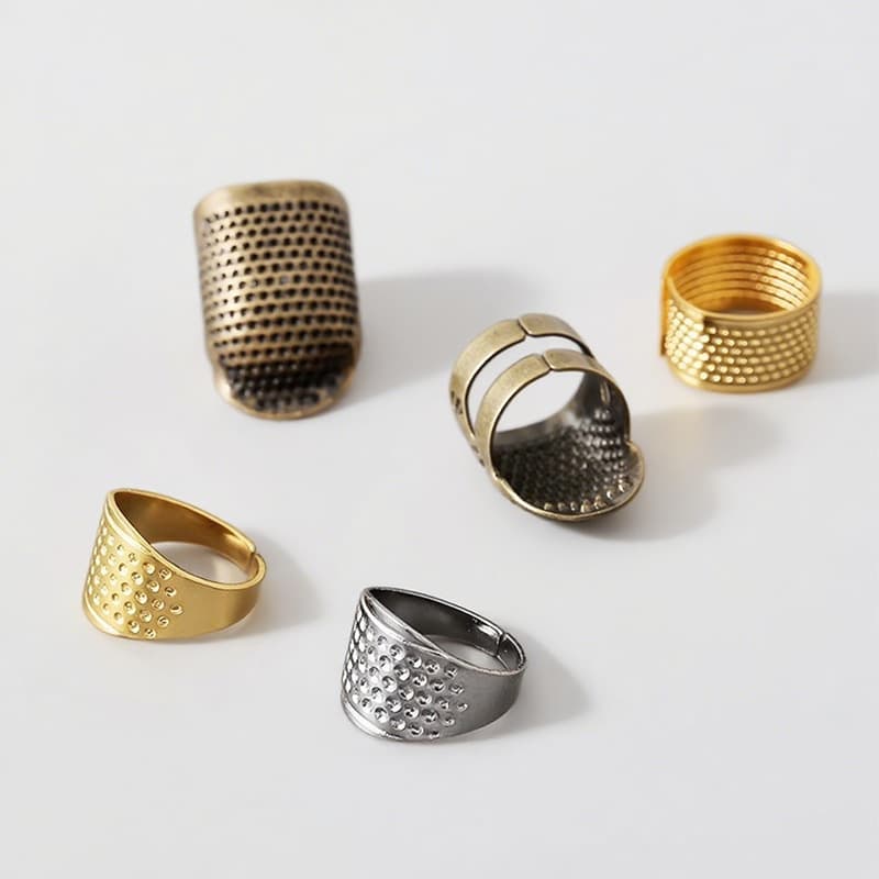 Thimble Finger Protector for Home Hand Sewing Cross Stitch, Thickened Adjustable Vintage Finger Guard Thimble Sewing Tool
