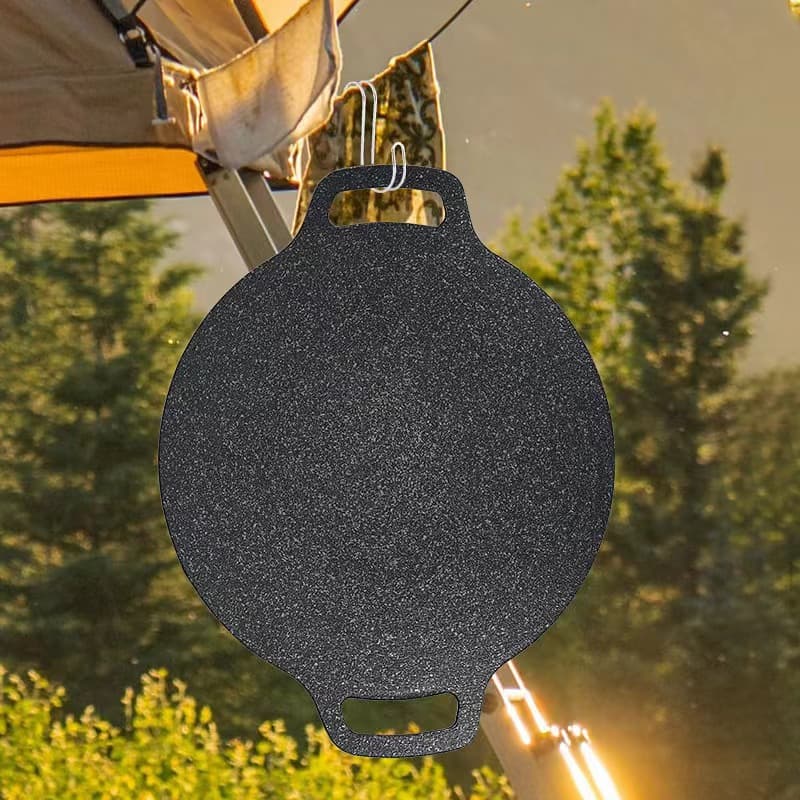 Custom Outdoor Camping Korean BBQ Pan, Round Egg Grill Plate, Home Maifan Stone Teppanyaki with Double Handles