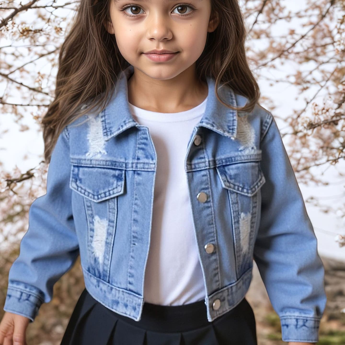 TEMUSHEIN's popular cross-border style girls' and toddlers' spring and autumn ripped short-sleeved denim jacket, foreign trade children's clothing