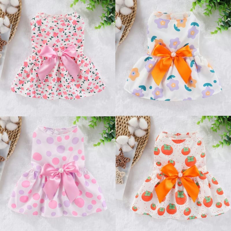 New Dog Clothes Spring and Summer Thin Style Cat Clothes Skirt Cool and Cute Cartoon for Teddy, Bichon, Pomeranian Summer