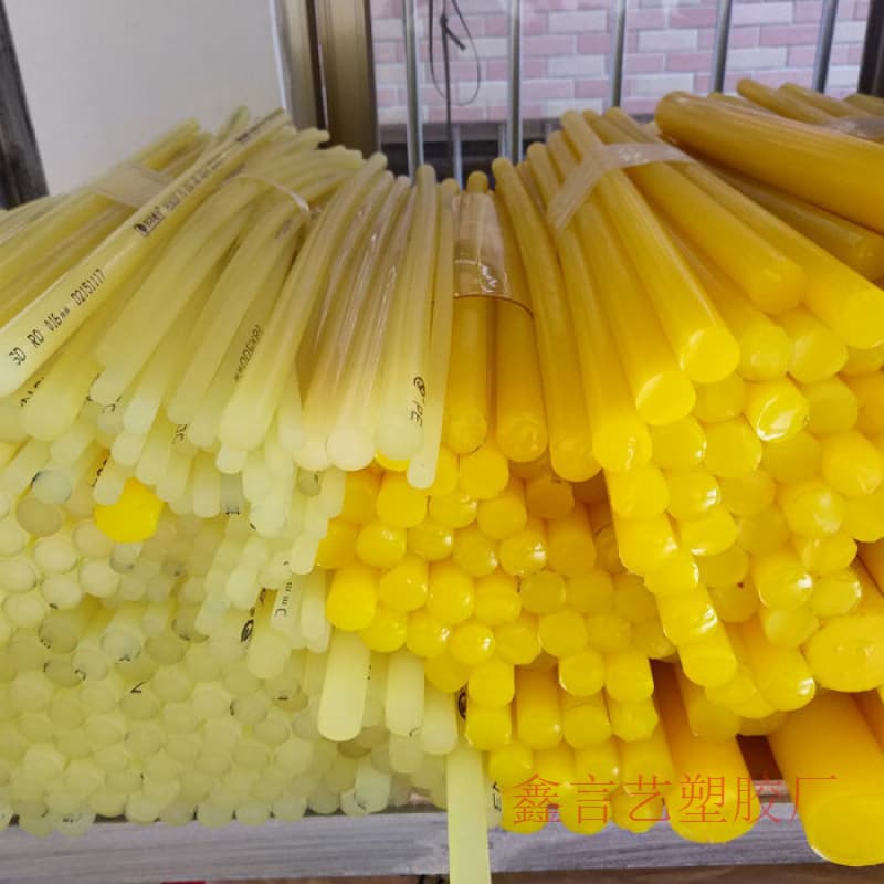 Imported yellow PU polyurethane rubber rod, rubber beef tendon rod, 90-degree polyurethane rod, yellow rubber tube, imported solid rubber rod