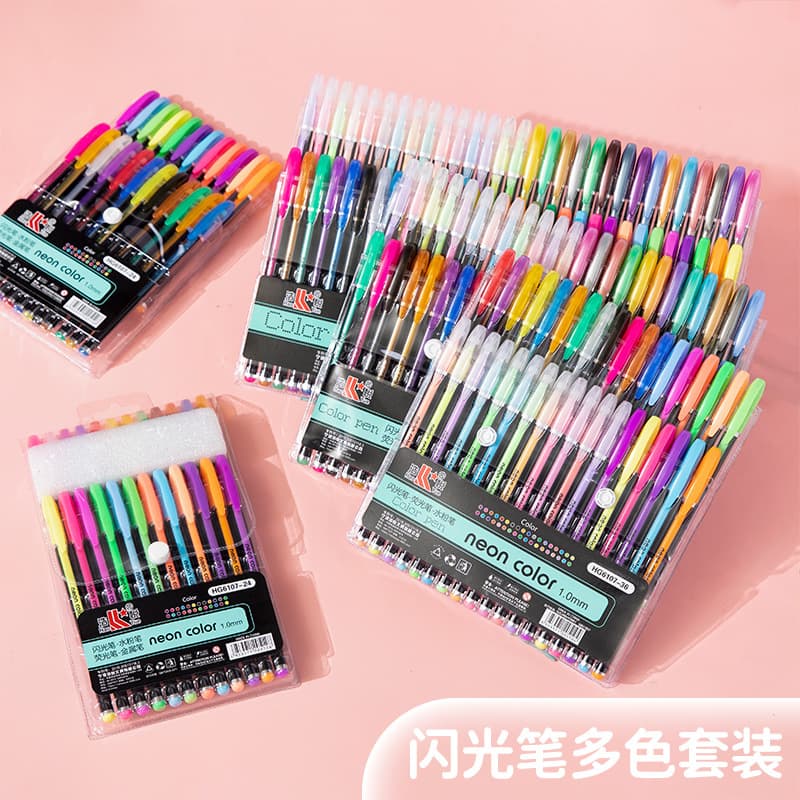 12 colors 48 colors glitter pen outline pen handbook pen stationery gel pen curve pen highlighter wholesale handbook essential