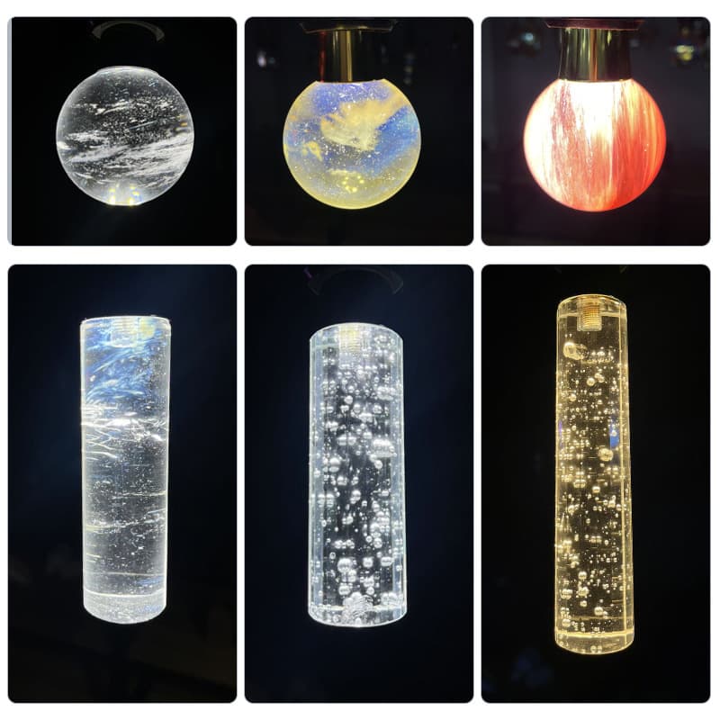 LED Crystal Bubble Light Bulb E27 Screw Base Glass Bubble Column Shape Creative Atmosphere Projection Decorative Lamp
