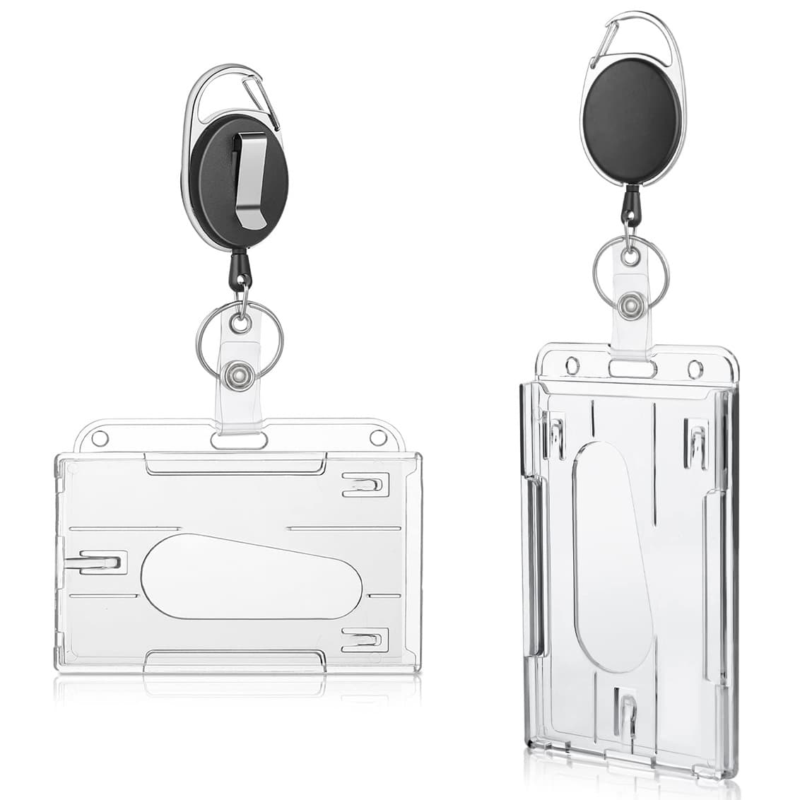 Amazon Hard PC Dual Slot Badge Holder Transparent ID Card Holder Dual Slot PS Card Holder Badge Reel