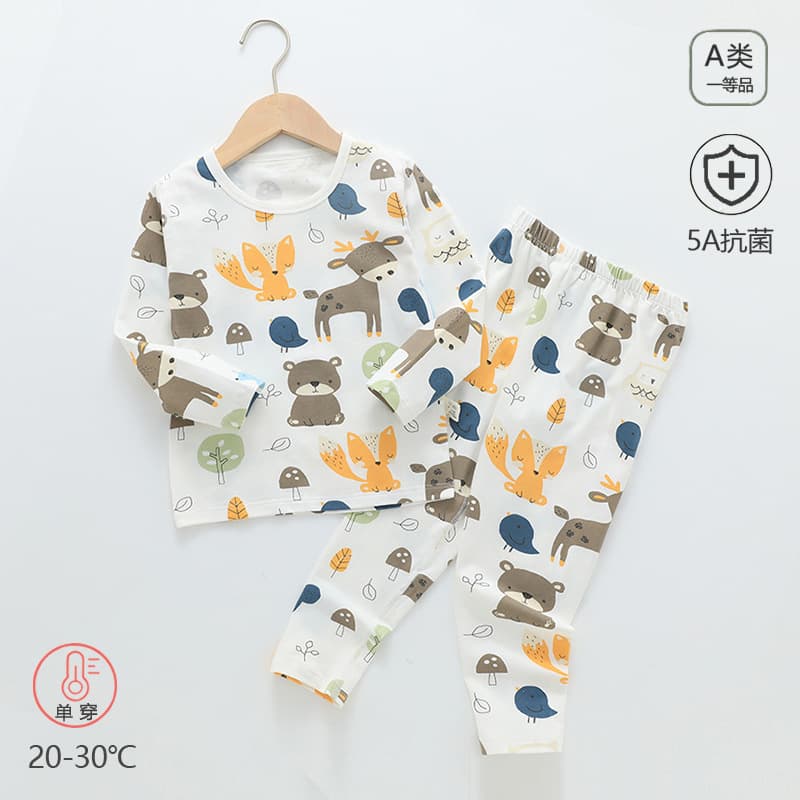Children's Autumn/Winter Thermal Underwear Set, Pure Cotton Grade A, Seamless, Lycra, Boys and Girls Pajama Set