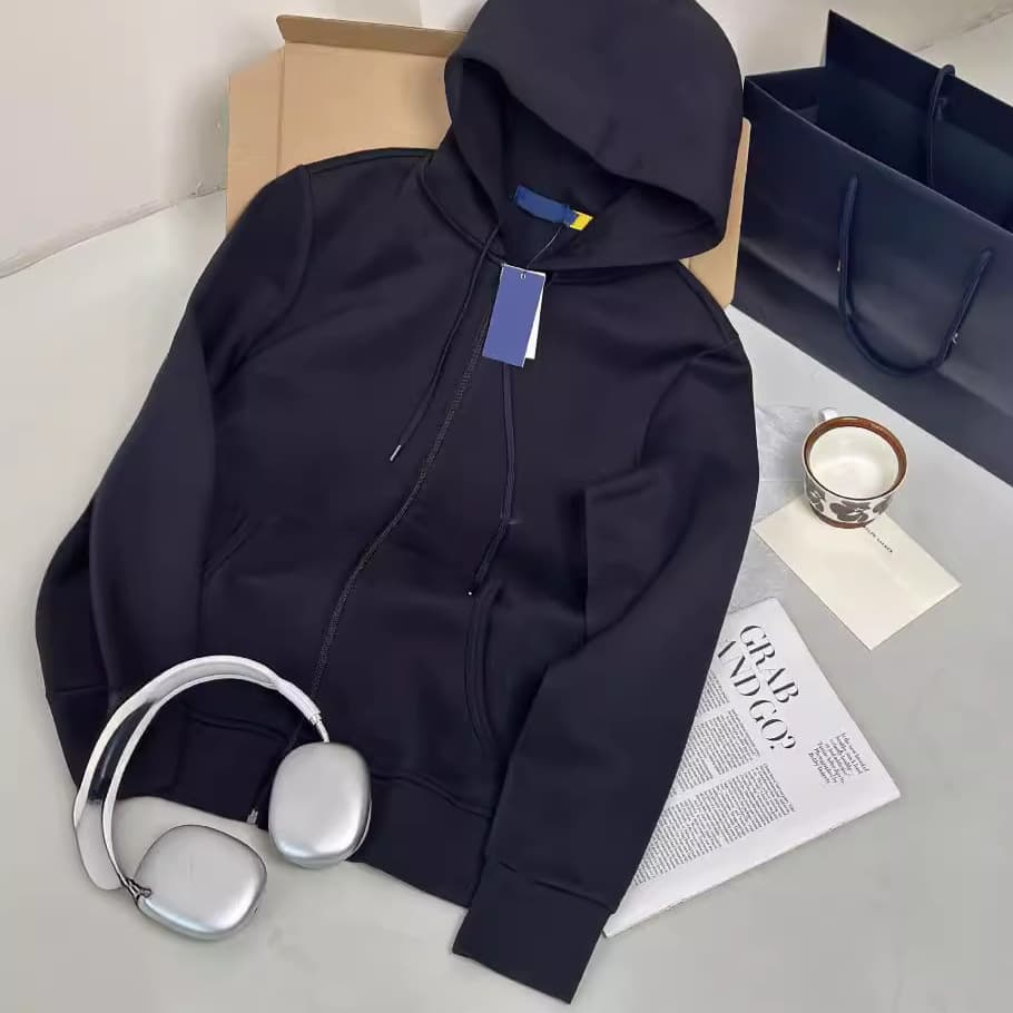 25 Fall/Winter New Hooded Drawstring Sweatshirt Jacket Embroidered Zip-Up Unisex Sport Casual Couple Outfit