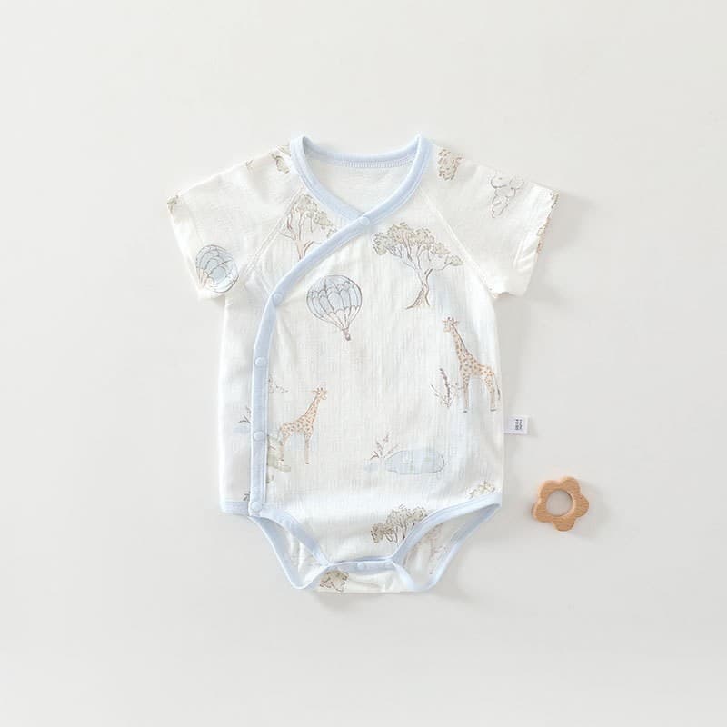 Baby Bodysuit Short Sleeve Triangle Snap Crotch Onesie for Boys and Girls Summer Infant Clothing Class A Newborn