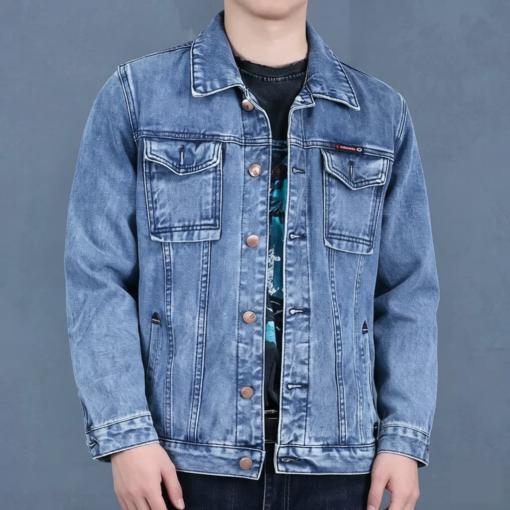 Smoke Gray Denim Jacket Men Washed Durable Trendy Loose Plus Size Men's Jacket Retro Denim Coat