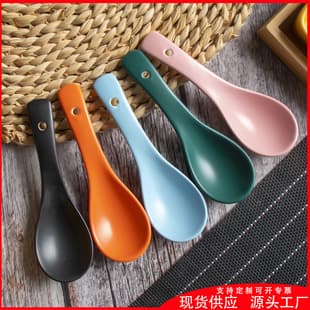 Ceramic Spoon Nordic Colorful Soup Spoon Small Porcelain Spoon Set Candy Color Household Bowl Spoon Rice Spoon Porridge Spoon