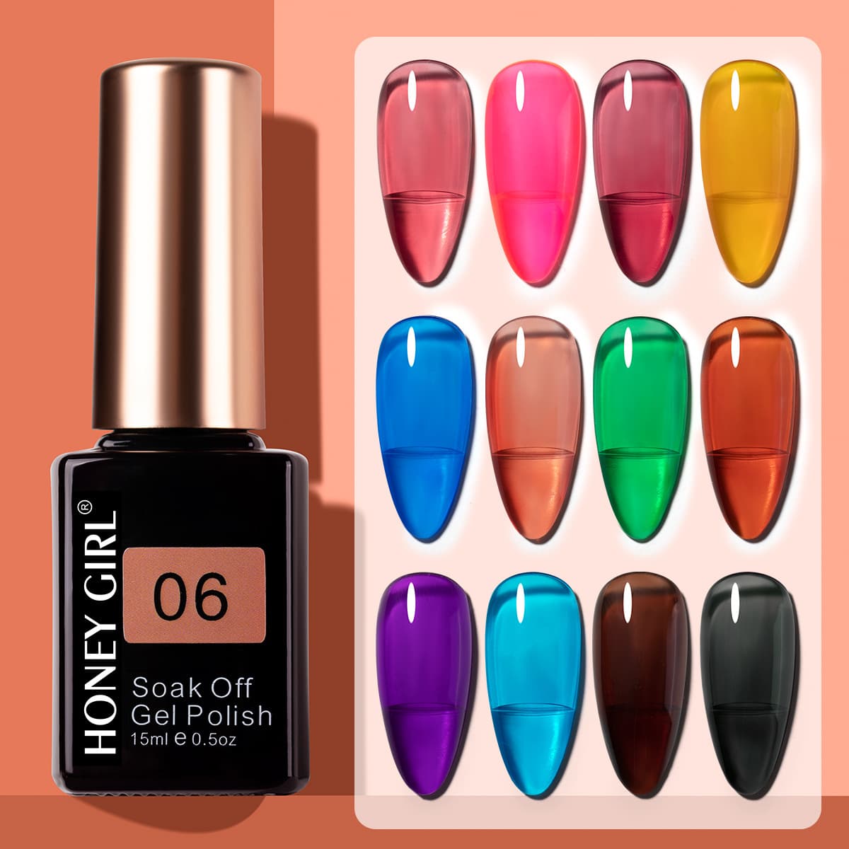 Nail Art Stained Glass Gel Polish, UV Gel Nail Polish, 12-Color Stained Glass Gel, UV Stained Glass Gel