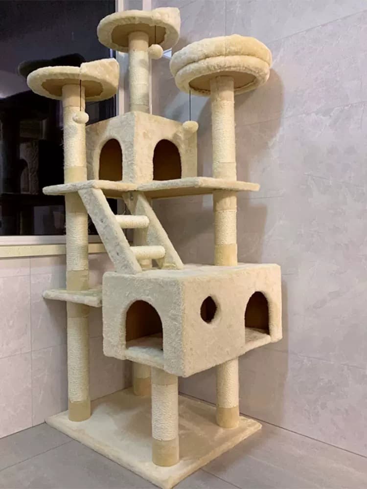 Cat Tree Cat Tower Cat Condo with Scratching Posts, Sisal Scratch Board, Large Climbing Frame, Villa Style Cat Furniture