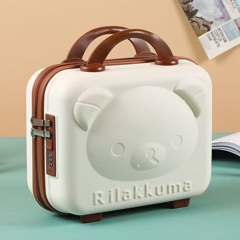 Bear Makeup Case 14-Inch Mini Handheld Box Small Suitcase Gift Cartoon Storage Cosmetic Bag Lock Box