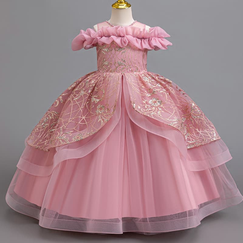 In-Stock Children's Dress Sequin Princess Dress Girls Piano Performance Gown kids dress