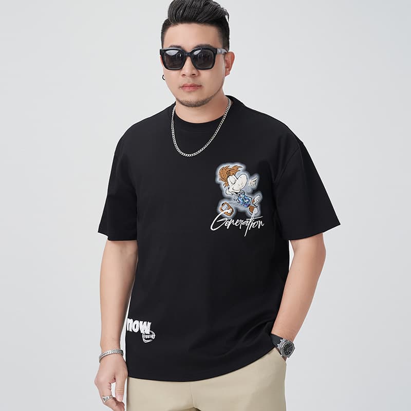 T1078 Plus Size Men's Summer New Arrival Crew Neck Short Sleeve T-Shirt, Casual Loose Fit, Extra Large
