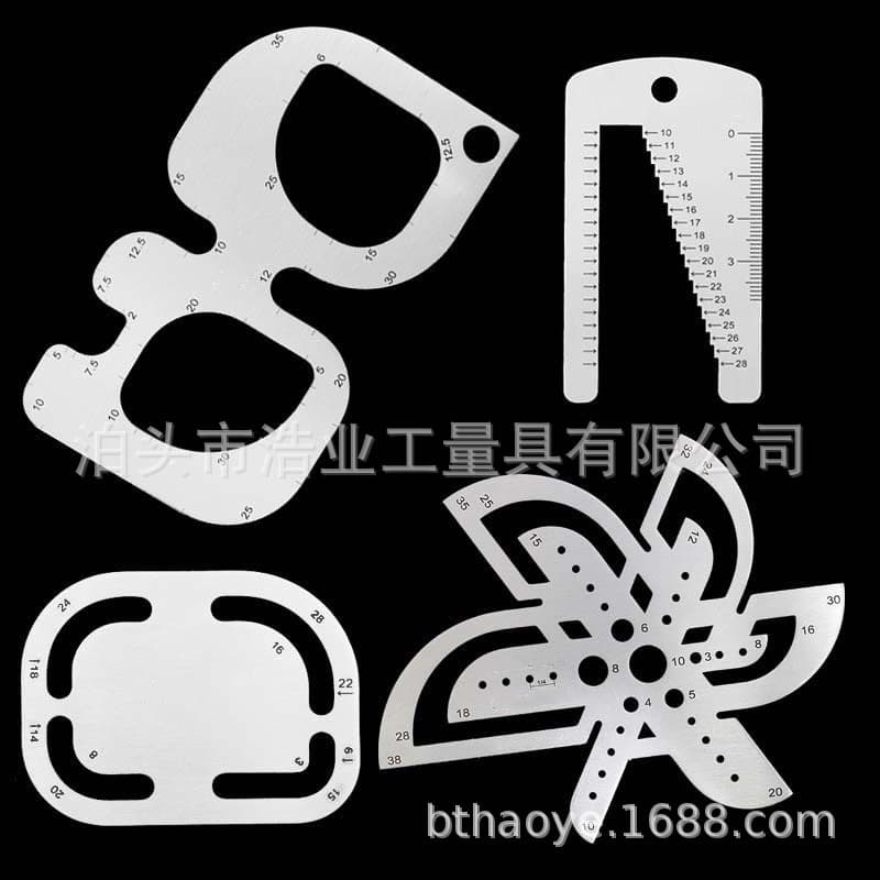 Shoulder strap, waist belt, belt end template, ruler, leather belt rounded corner template, watch strap, measuring tool, rounded corner template, ruler, DIY tools
