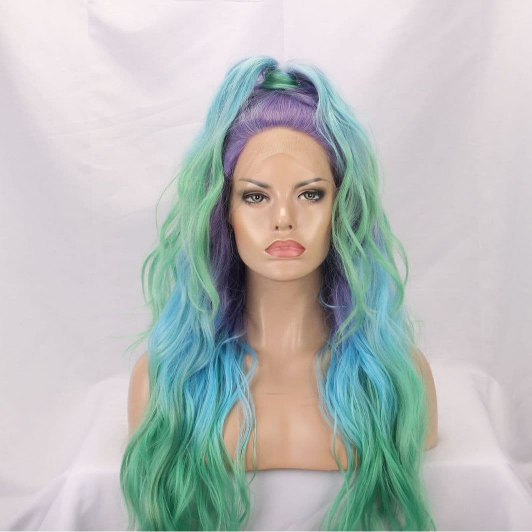 Women's Long Curly Wig, Synthetic Fiber Wig, Big Waves, Natural Front Lace Wig, Seamless Wig Cap
