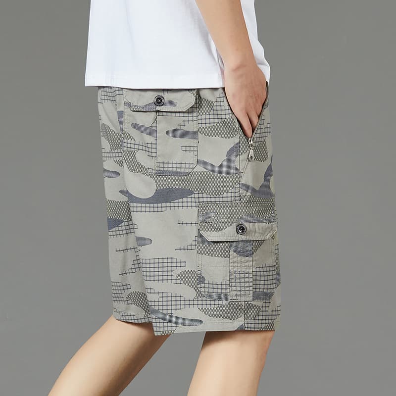 Men's Summer Shorts 5-Inch Casual Camo Cargo Loose Fit Pure Cotton Home Shorts Thin Trendy Brand