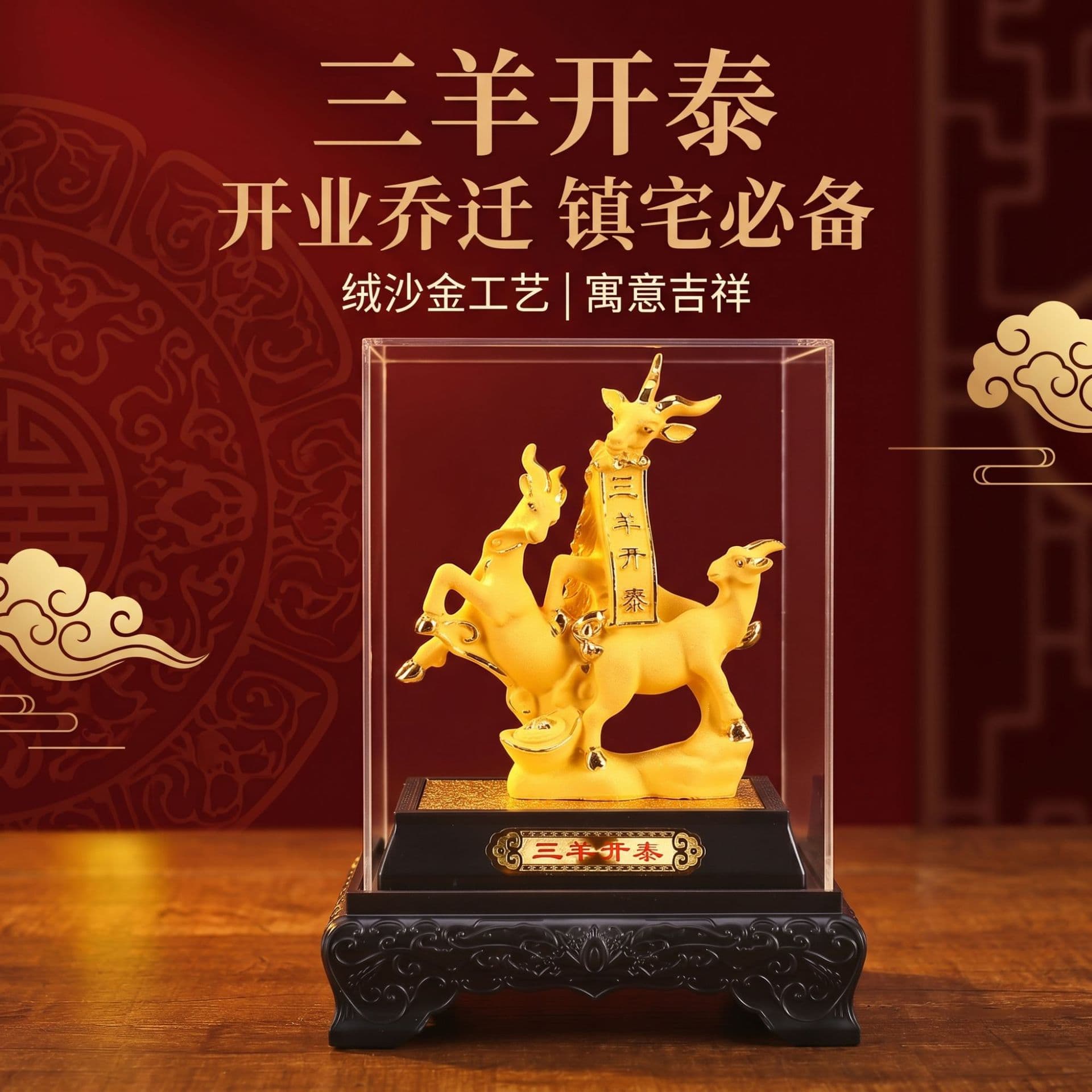Cashmere Gold Lucky Sheep Sanyang Kaitai Ornaments Home Insurance Club Opening Opening Gifts