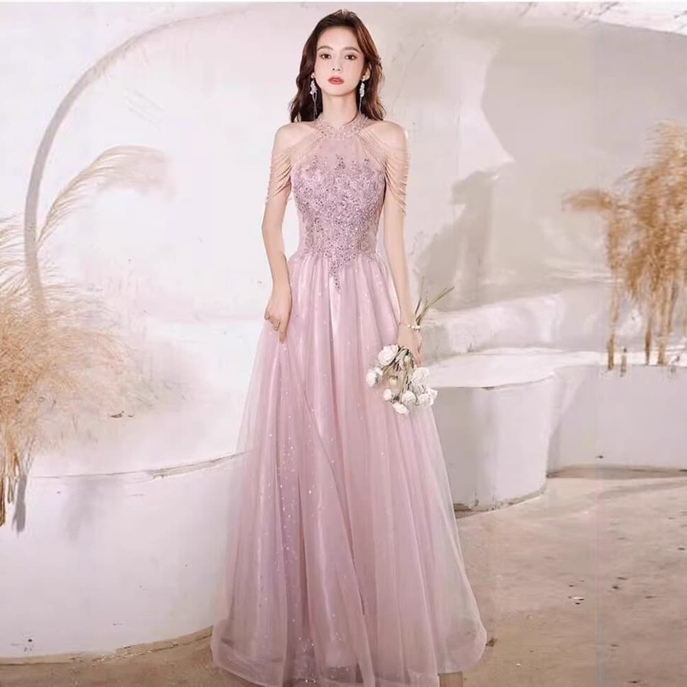 2026 New Women's Evening Dress High-End Light Luxury Unique Premium Engagement Birthday Host Adult Ceremony Gown