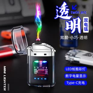 Transparent Shell Outdoor Waterproof Electronic Pulse Battery Display Lighter Wholesale Cross-border Douyin Kuaishou Influencer Hot Selling