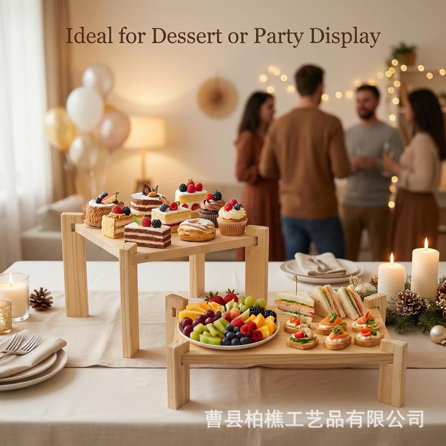 Cross-border Wooden Cupcake Stand Wedding Party Cheese Serving Tray Buffet Dessert Display Detachable Plate