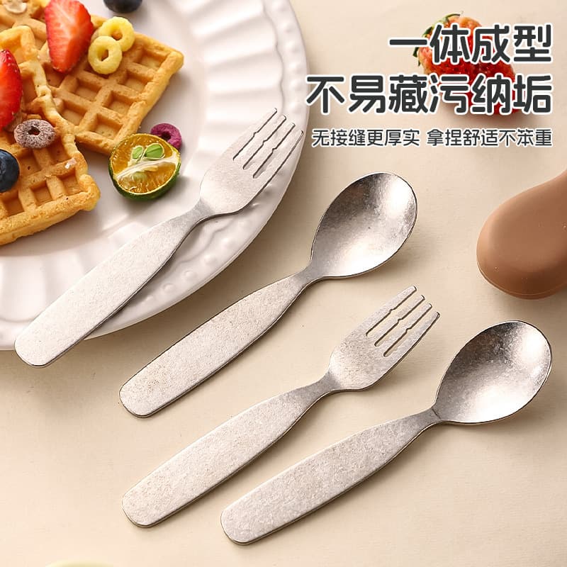 Pure titanium spoon children's spoon and fork household tableware baby food supplement spoon fork food grade titanium crystallized spoon and spoon