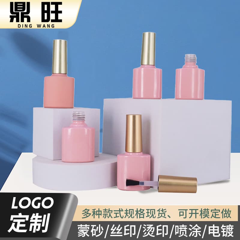 Factory Wholesale 8.5ml Nail Gel Refill Bottle with Brush Gel Nail Pink Light-Proof Nail Supplies Glass Bottle