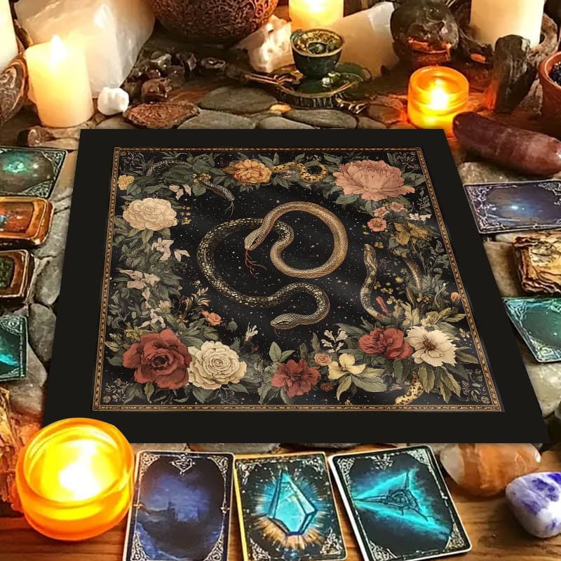Cross-border hot-selling retro twelve constellations altar cloth five-star tarot card black oracle mat tarot tablecloth