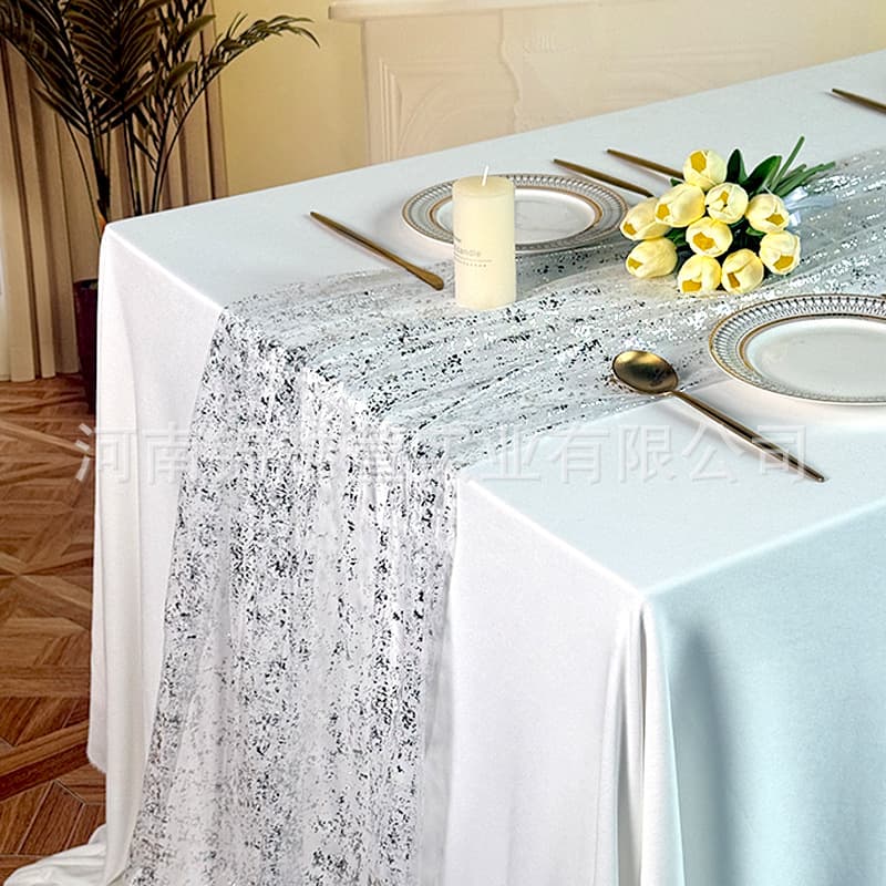 Cross-border Gold Foil Lace Table Runner, Glittering Sheer Table Runner for European Wedding, Party, and Holiday Table Decoration
