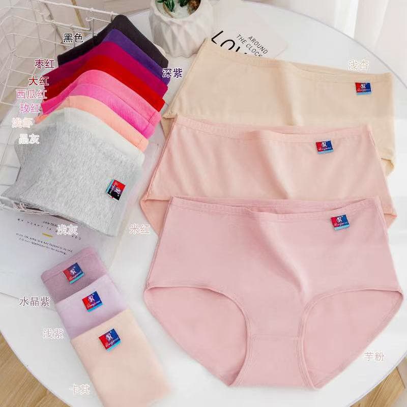Renjia Mei 8886 Plus Size Solid Color Cotton Mid-Waist Comfortable Breathable Women's Triangle Underwear