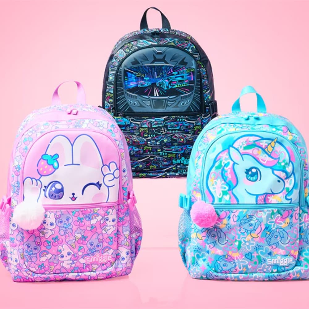 Australian Smiggle Backpack for Grades 1-6 Students, Motorcycle Cat Stress-Relief Shoulder Bag, Multi-Functional World