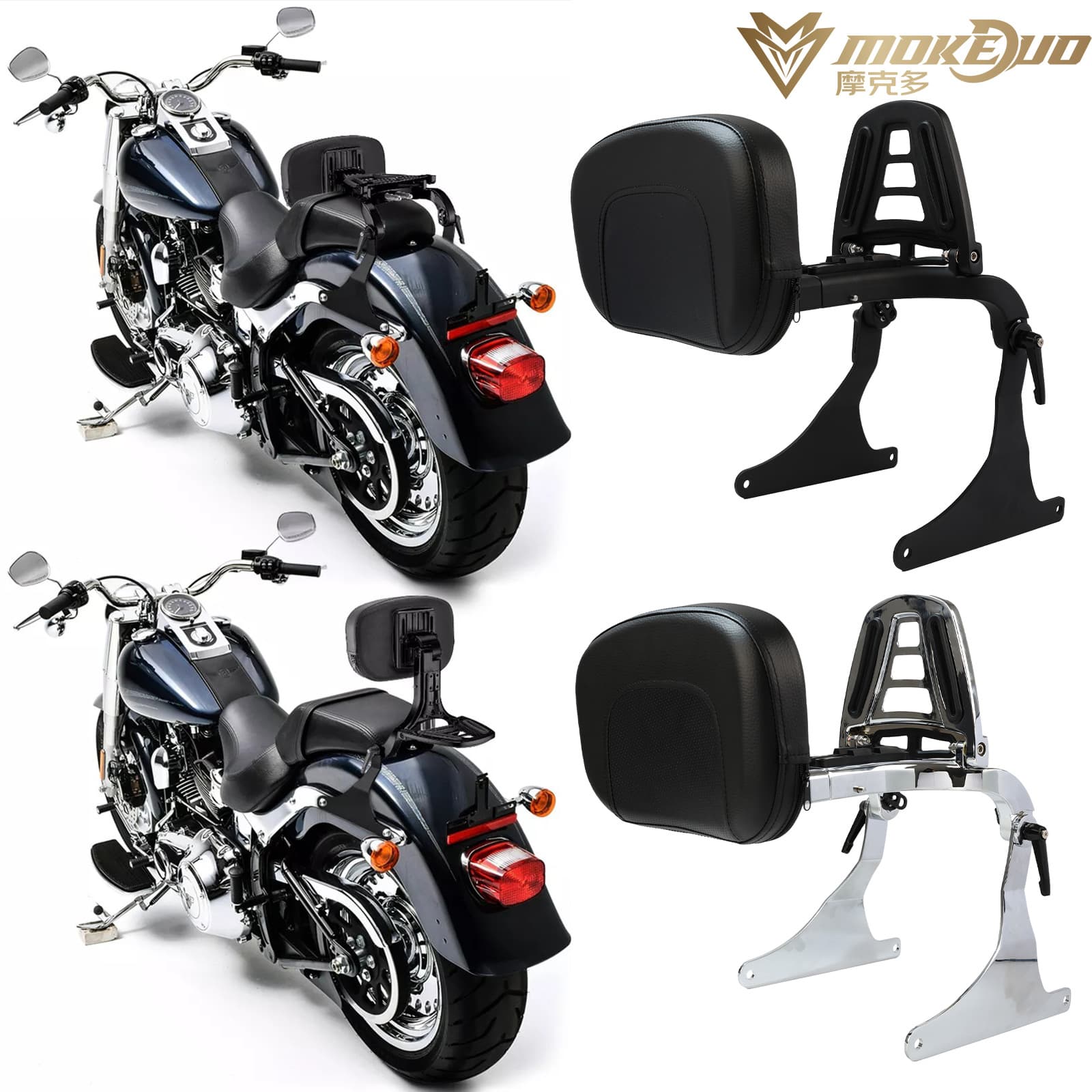Compatible with Harley Softail Series Fat Boy Small Spring Modified Multi-Functional Foldable Backrest 09-17