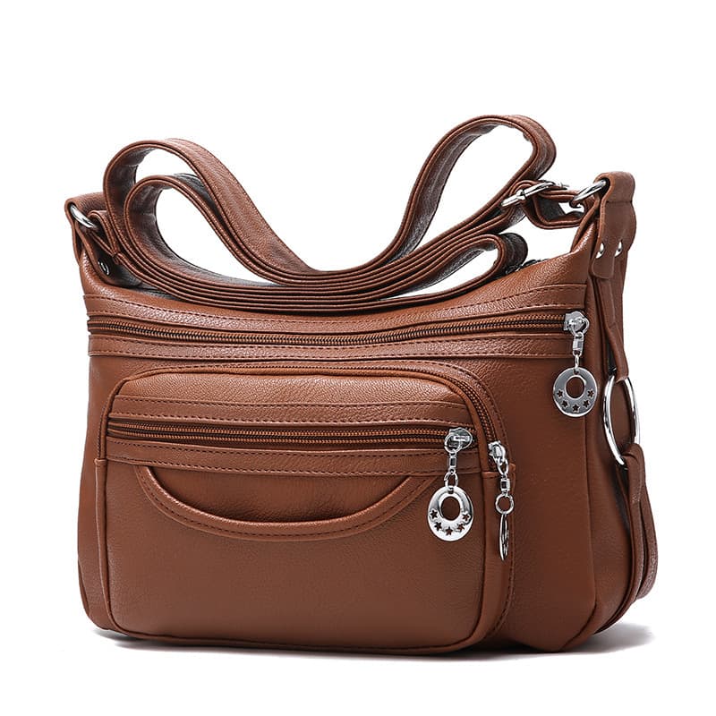 2025 New Style Middle-aged Mom Bag Soft Leather Shoulder Bag Casual Crossbody Bag for Elderly Women