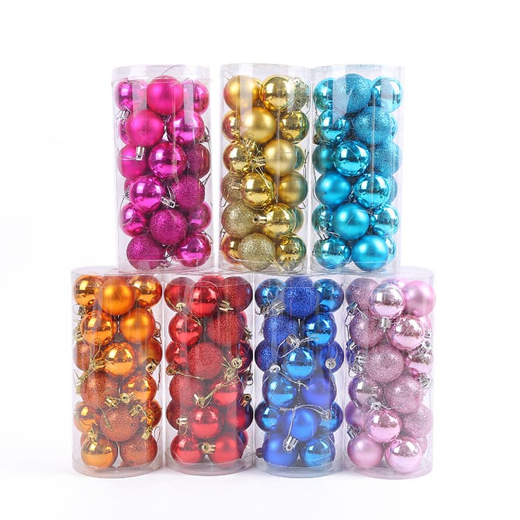 Creative Hot-Selling 24-Piece Barrel Christmas Baubles Holiday Gifts Plastic PP Matte Ball Decorations Wholesale