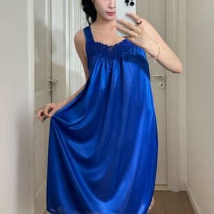 Plus Size Sexy Lace Chemise Nightgown with Thong, European and American Hot Style Women's Sleepwear