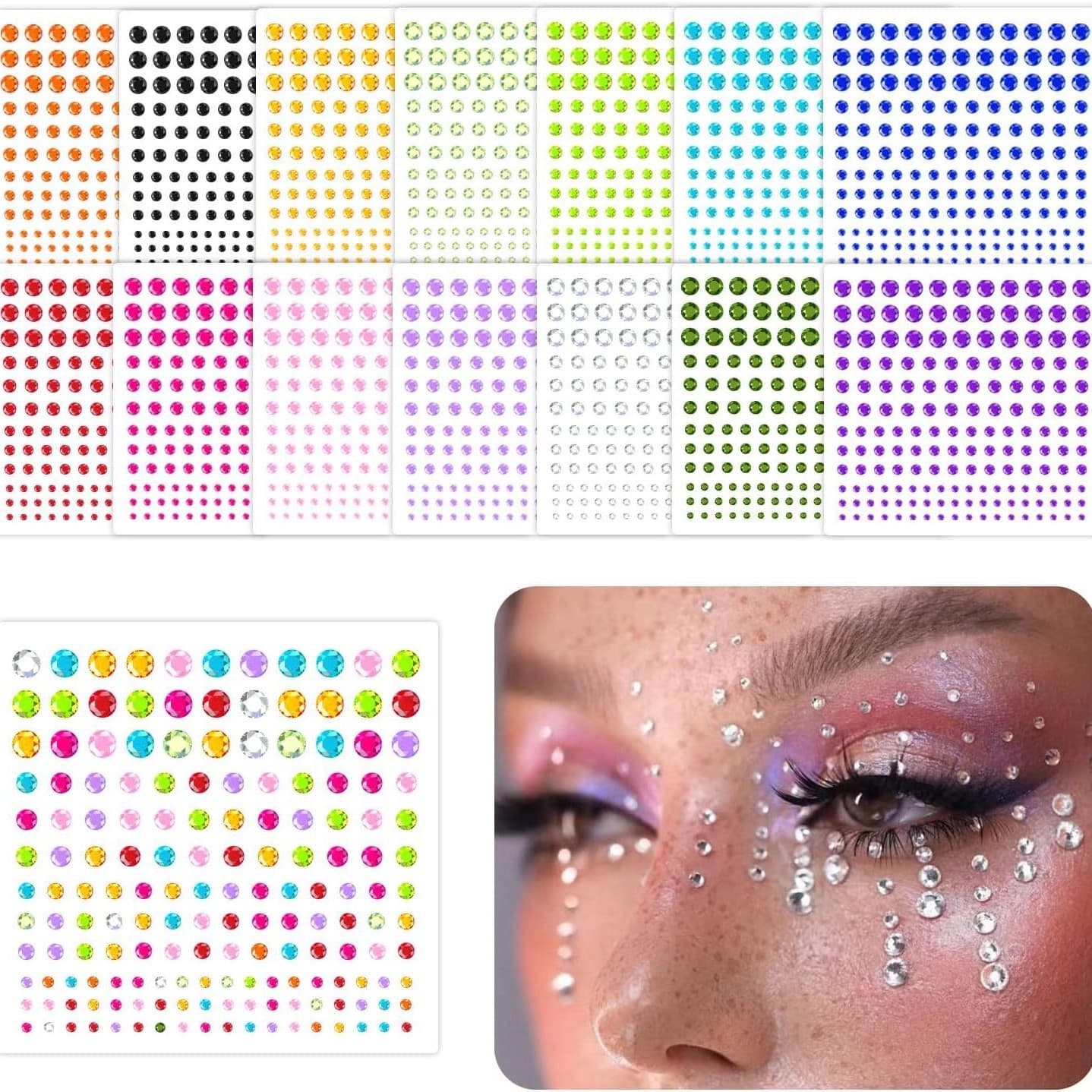 Cross-border 165 simulated semi-circular acrylic pearls makeup stage eyebrow tear diamond eye corner face forehead sticker spot