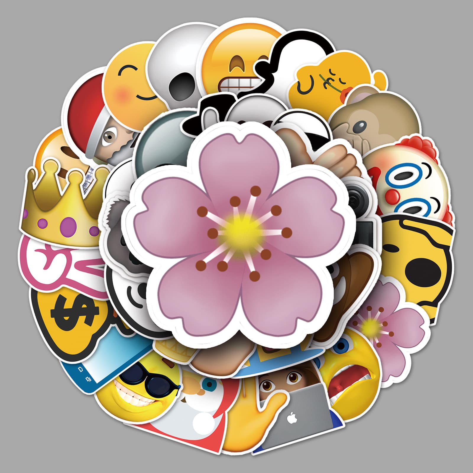 Unique Enjoy Emotion Symbol Stickers 52 Pcs Non-Repeating Waterproof Adhesive Decals for Luggage Scooter Car Colorful Graffiti