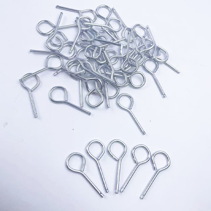 Dry powder fire extinguisher accessories: round iron pins with holes for valve safety, iron wire pins.